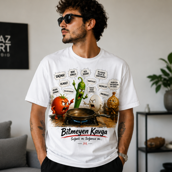 Bitmeyen Kavga Menemen tasarım tişört – StudioMazart