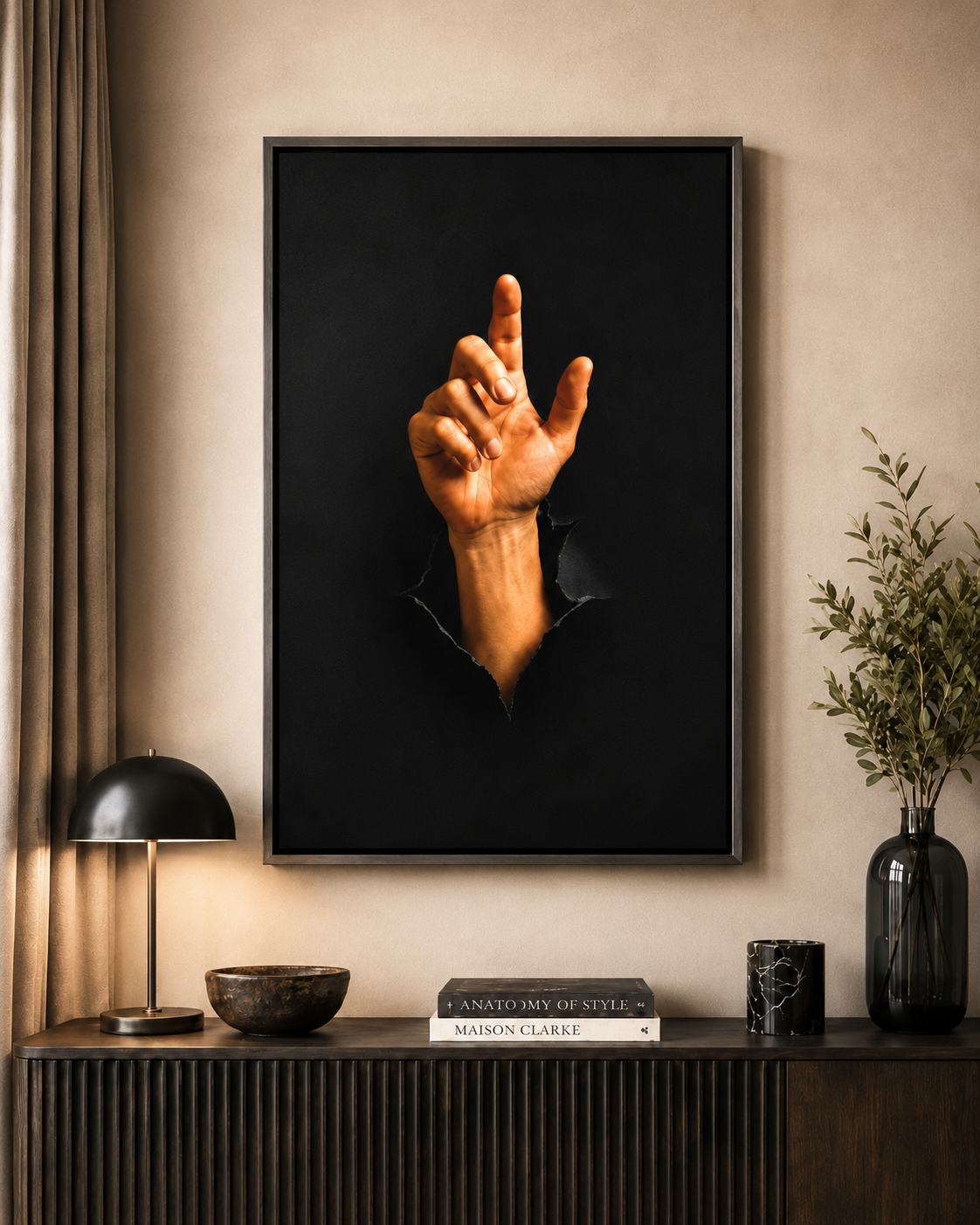 Yön Sınırı Aşan İşaret kavramsal el posteri StudioMazart